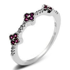 Pierścionek Srebrny z Rubinowymi Cyrkoniami