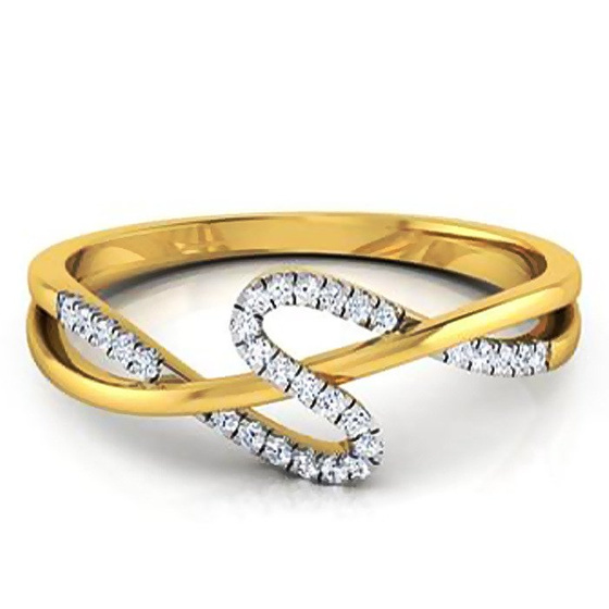 Złoty Pierścionek z Brylantami Przeplatany
