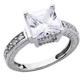 Pierścionek Srebrny z Kwadratową Cyrkonią