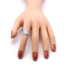 Srebrny Pierścionek Liście z Niebieskim Opalem