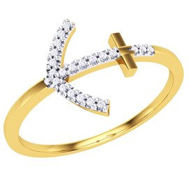 Złoty Pierścionek 375 Kotwica z Diamentami