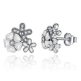 Srebrne Kolczyki Kwiatuszki z Cyrkoniami