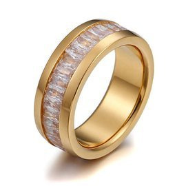 Złota Obrączka ze Stali Szlachetnej z Cyrkoniami