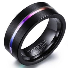 Czarna Damsko Męska Obrączka z Wolframu Tęcza