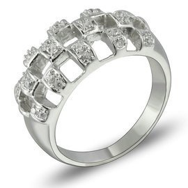 Srebrna Obrączka Wysadzana Cyrkoniami