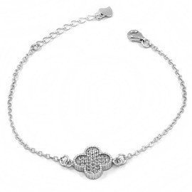 Srebrna Bransoletka z Białymi Mikro Cyrkoniami