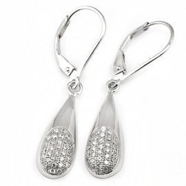 Podłużen Kolczyki ze Srebra z Mikro Cyrkoniami