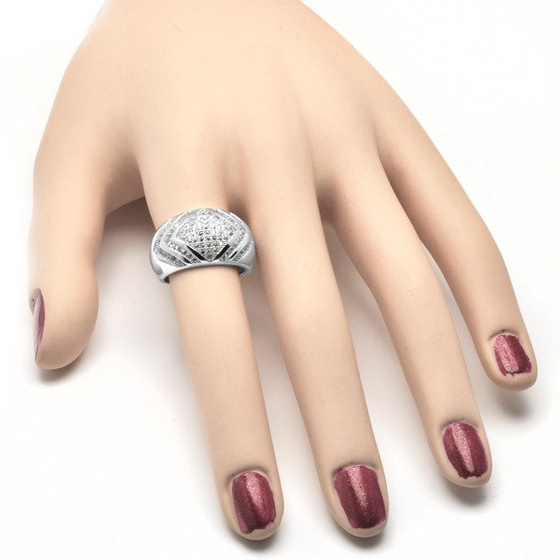 Obrączka Srebrna Wysadzana Białymi Cyrkoniami