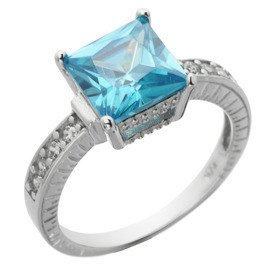 Pierścionek Srebrny z Błękitnym Dużym Kamieniem