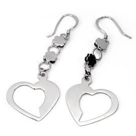 Kolczyki Srebrne Rodowane Serce Serduszko