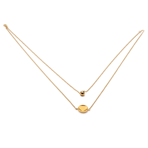 Złoty Naszyjnik Serce w Kółku Stal Szlachetna