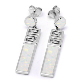 Srebrne Kolczyki z Białym Opalem