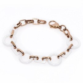 Bransoletka Biała Ceramika i Złota Stal Szlachetna