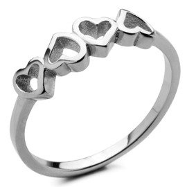 Srebrny Pierścionek z Czterema Serduszkami