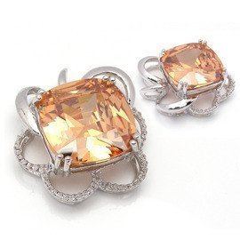 Srebrna Zawieszka Pomarańczowa Cyrkonia