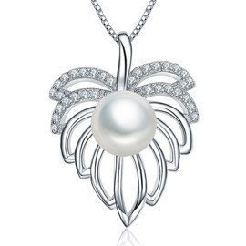 Srebrna Zawieszka w Kształcie Liścia z Perłą