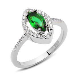 Srebrny Pieścionek ze Szmaragdowym Kamieniem