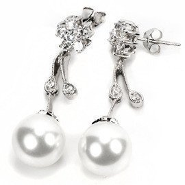 Kolczyki Srebrne z Dużymi Białymi Perłami