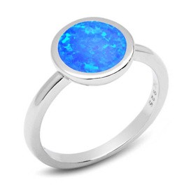 Srebrny Pierścionek Kształt Kółka z Opalem