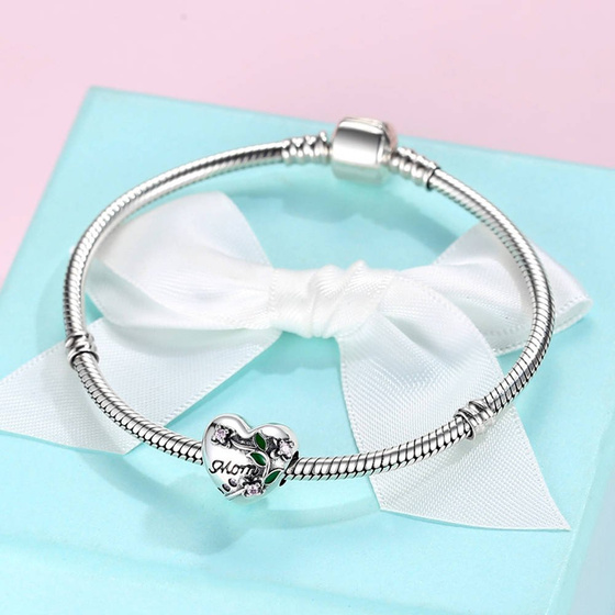 Srebrna Zawieszka Przwieszka Serce Napis Mom