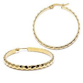 Kolczyki Koła Pokryte Złotem ze Stali Szlachetnej