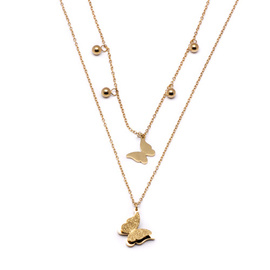 Złoty Naszyjnik z Motylkiem Stal Szlachetna