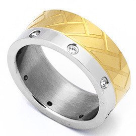 Obrączka Damska Duo Kolor z Białymi Cyrkoniami