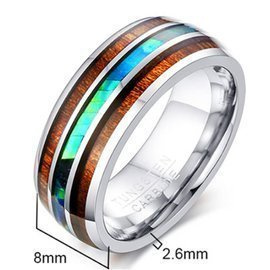 Obrączka z Wolframu z Masą Perłową