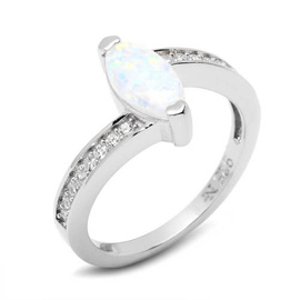 Srebrny Pierścionek z Opalem i Cyrkoniami
