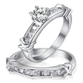 Komplet 2 Pierścionków ze Stali Szlachetnej