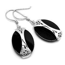 Srebrne Kolczyki z Czarnym Onyksem