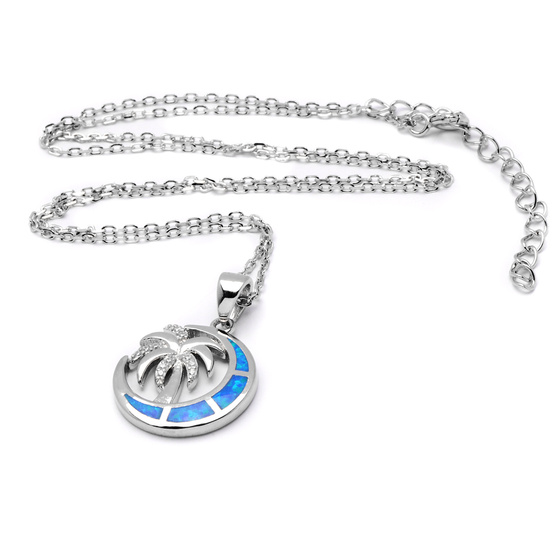 Srebrny Naszyjnik Księżyc z Niebieskim Opalem