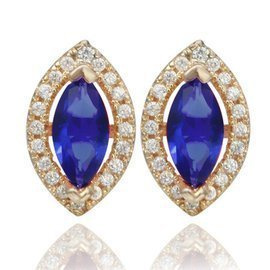 Złote Kolczyki ze Srebra z Szafirowymi Cyrkoniami