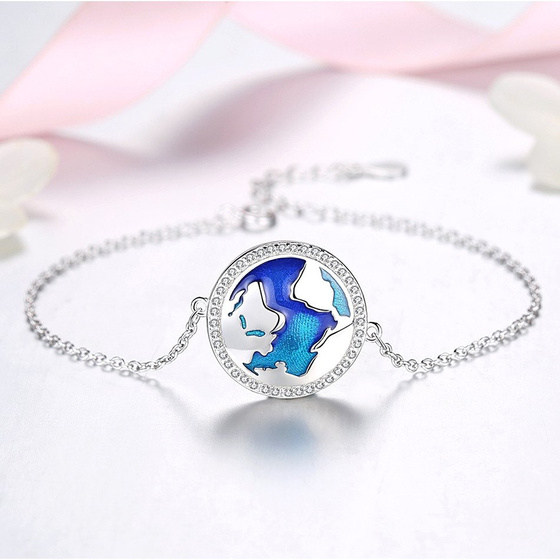 Bransoletka Srebrna Świat z Cyrkoniami