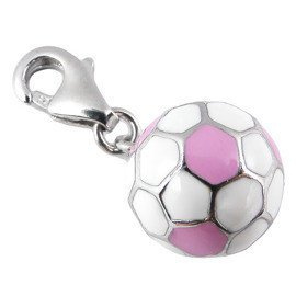 Przywieszka Srebrna Charms Piłka Biało Różowa