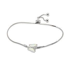 Srebrna Bransoletka Motyl z Opalem Regulowana