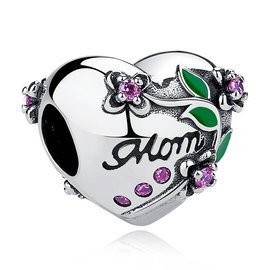 Srebrna Zawieszka Przwieszka Serce Napis Mom