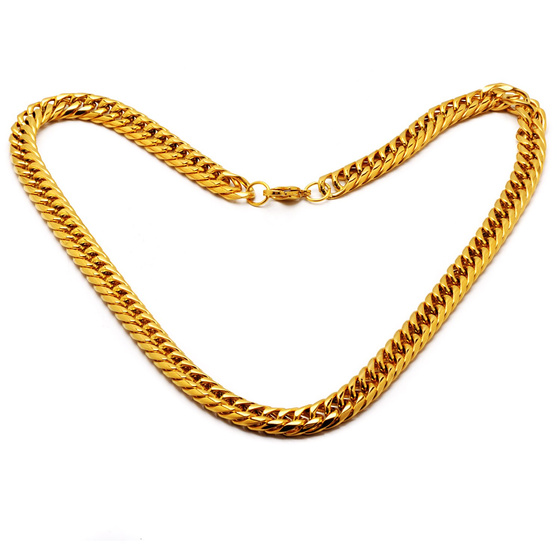 Złoty Szeroki Łańcuszek ze Stali Szlachetnej