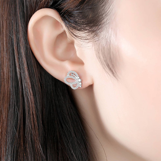 Srebrne Kolczyki Motylek z Cyrkoniami