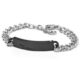 Czarna Bransoletka z Krzyżykiem Stal Szlachetna