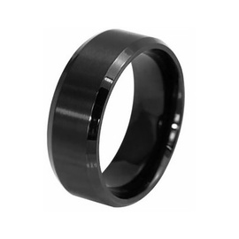 Męska Damska Czarna Obrączka ze Stali Szlachetnej