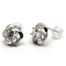 Srebrne Kolczyki z Białymi Cyrkoniami