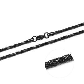 Czarny Żmijka Łańcuszek ze Stali Szlachetnej 60cm