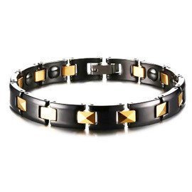 Bransoletka Czarna Ceramika i Złota Stal Magnesy