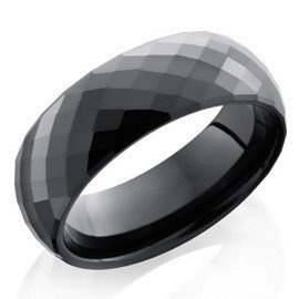 Obrączka Ceramika Czarna z Fasetkami