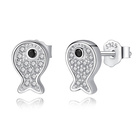 Srebrne Kolczyki Rybka z Cyrkoniami