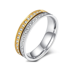 Pierścionek DuoKolor z Cyrkoniami Stal Szlachetna