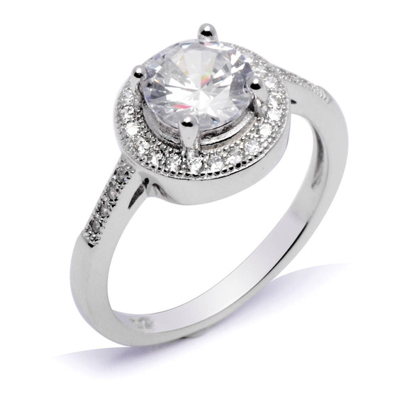 Srebrny Pierścionek z Diamentową Cyrkonią