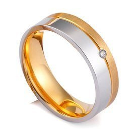 Dwukolorowa Obrączka z Diamentową Cyrkonią