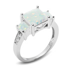 Pierścionek Srebrny z Białym Opalem i Cyrkoniami